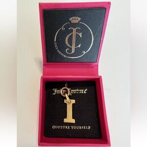 NWT NIB JUICY COUTURE Letter " I " Pendent Necklace Charm NEW Gold Tone